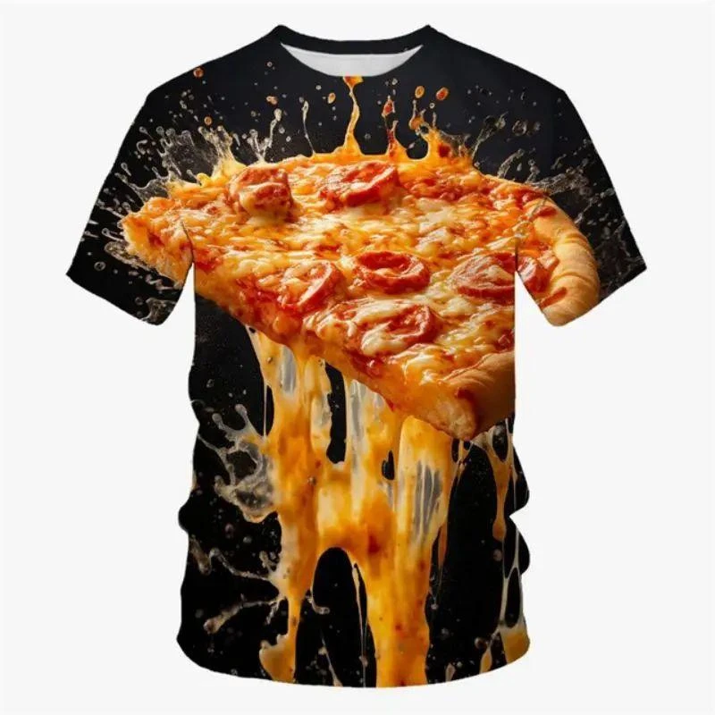 "Smiješne Pizza Majice Ljetnja Modna Kratkih Rukava Muškarci Žene 3D Hrana Štampane Majice Ležernog Stila" - Slika 3