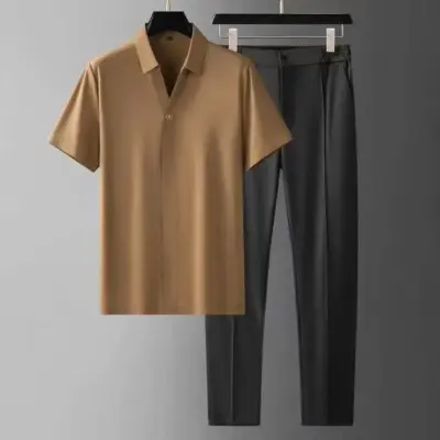 Muški letnji komplet - kratki rukav, pantalone, sportski, poslovni, kaki.