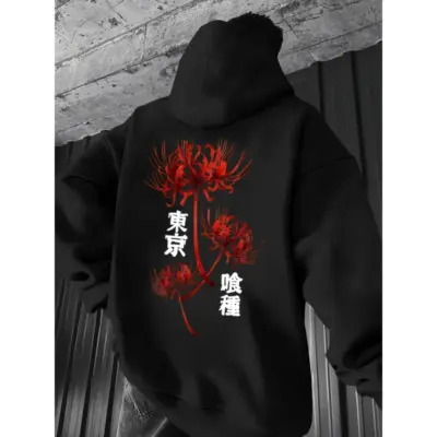 "Hooded Pullover sa Spider Lily Printom"