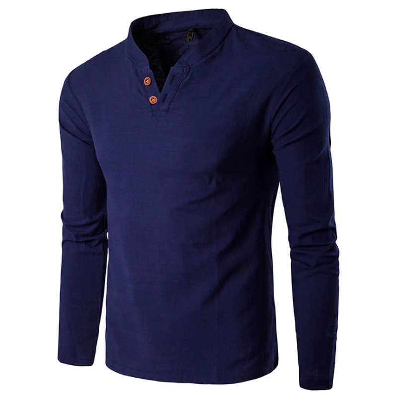 "Letnji V-izrez Muška Majica Dvostrukog Dugmeta Casual Solid Polo" - Slika 2