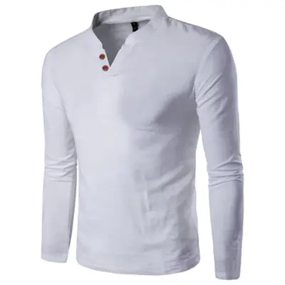 "Letnji V-izrez Muška Majica Dvostrukog Dugmeta Casual Solid Polo"