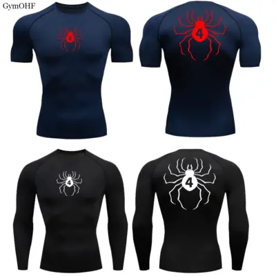 Spider Print Compression Gym Shirt Men.