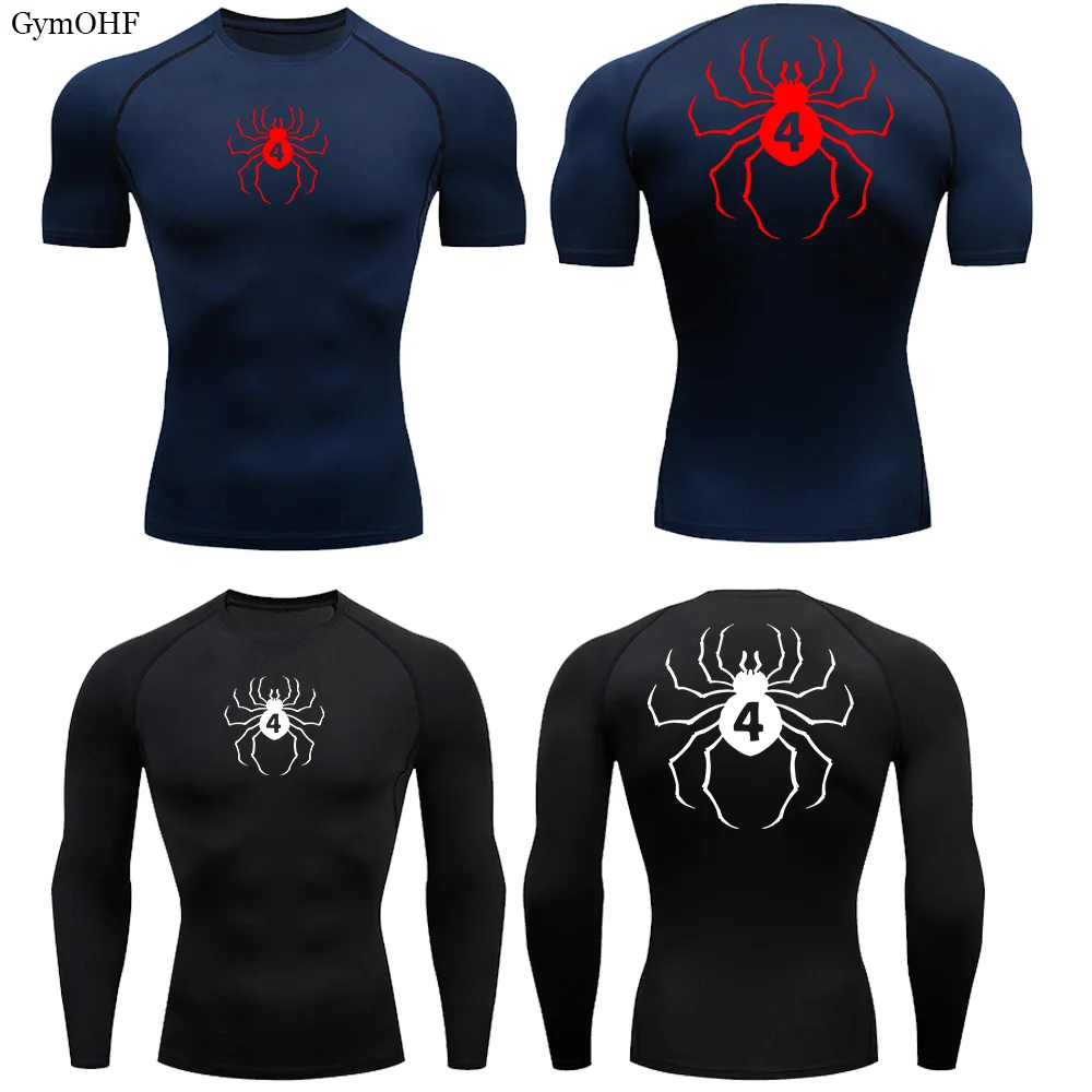 Spider Print Compression Gym Shirt Men.