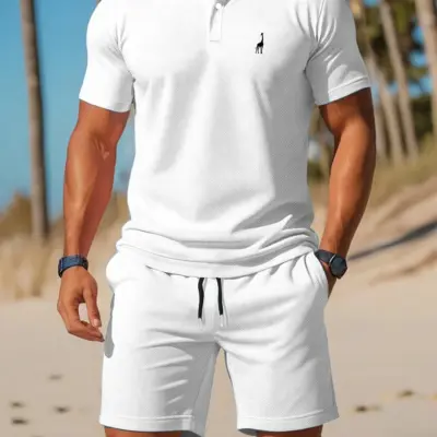 Dinosaur Polo Shirt Set Men's Summer