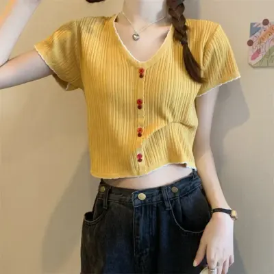 Korean Style Knitted Slim Fit T-Shirt