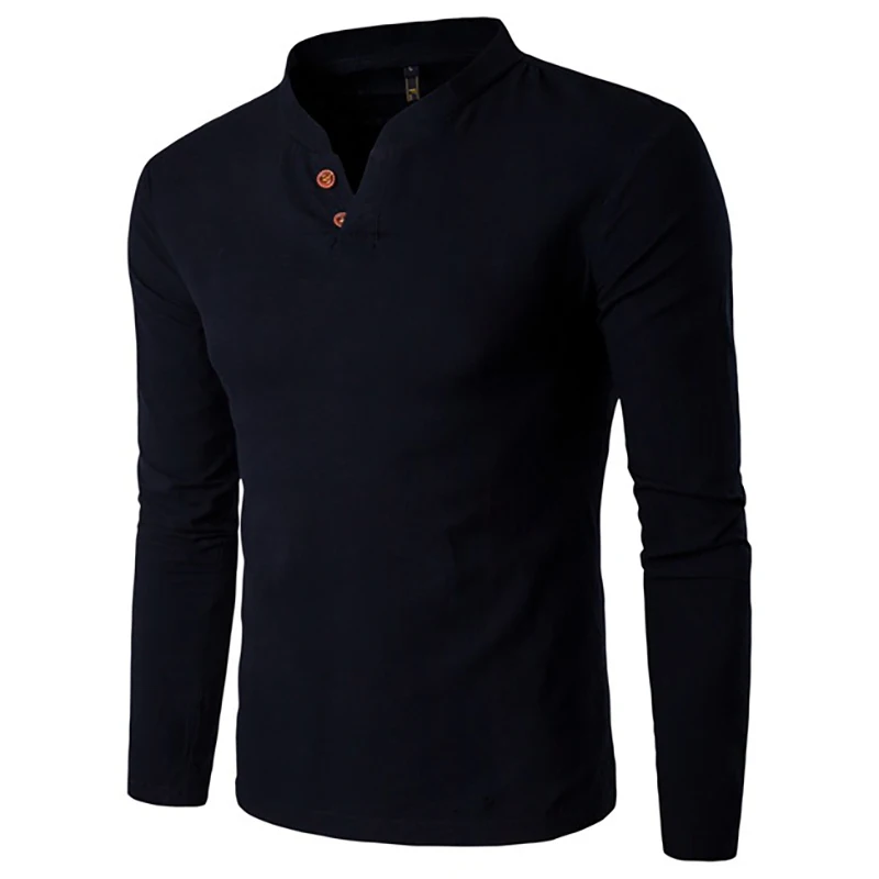 "Letnji V-izrez Muška Majica Dvostrukog Dugmeta Casual Solid Polo" - Slika 3