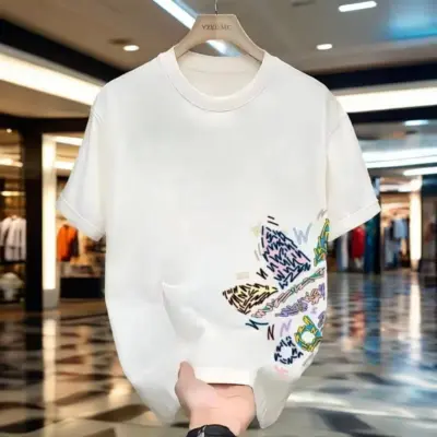 Muška Casual Digitalna Majica, Okrugli Izrez, Kratan Rukav, Ulični Hip-Hop Stil, Letnji Evropski i Američki Modni Trend