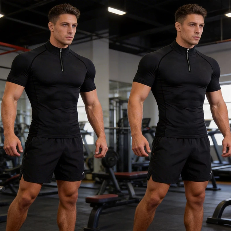 Kompresiona majica za muškarce - letnja fitnes polo majica