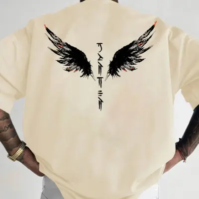 Kratak muški letnji T-shirt sa krakuroznom šarom i okruglim izrezom od 100% pamuka