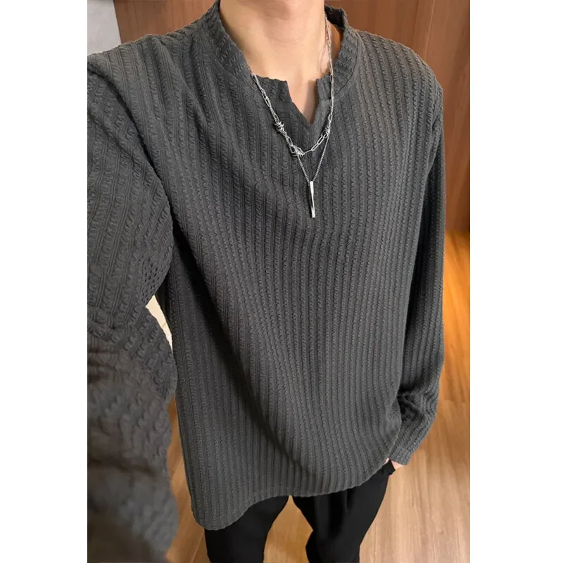 -shirt Korean Casual V-neck Long Sleeve T-shirt