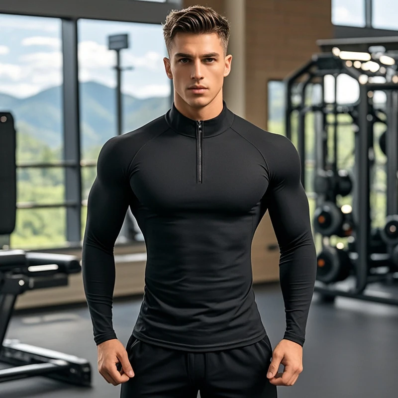 Fitnes majica sa dugim rukavima za muškarce - Slika 2