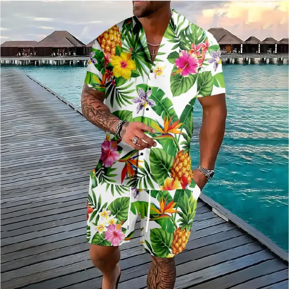 Havajka majica šortsevi palme flamingo 3D print casual letnji odevni set muškarci. - Slika 6