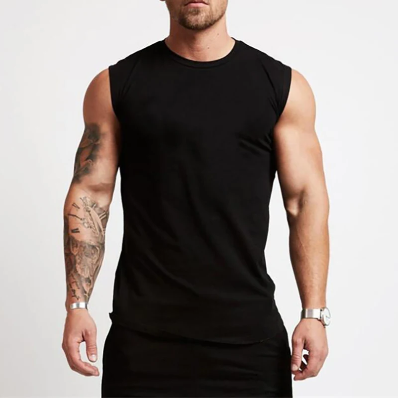Muscle Fit Sleeveless Cotton Tank