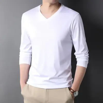 Korean V-Neck Henley Shirt