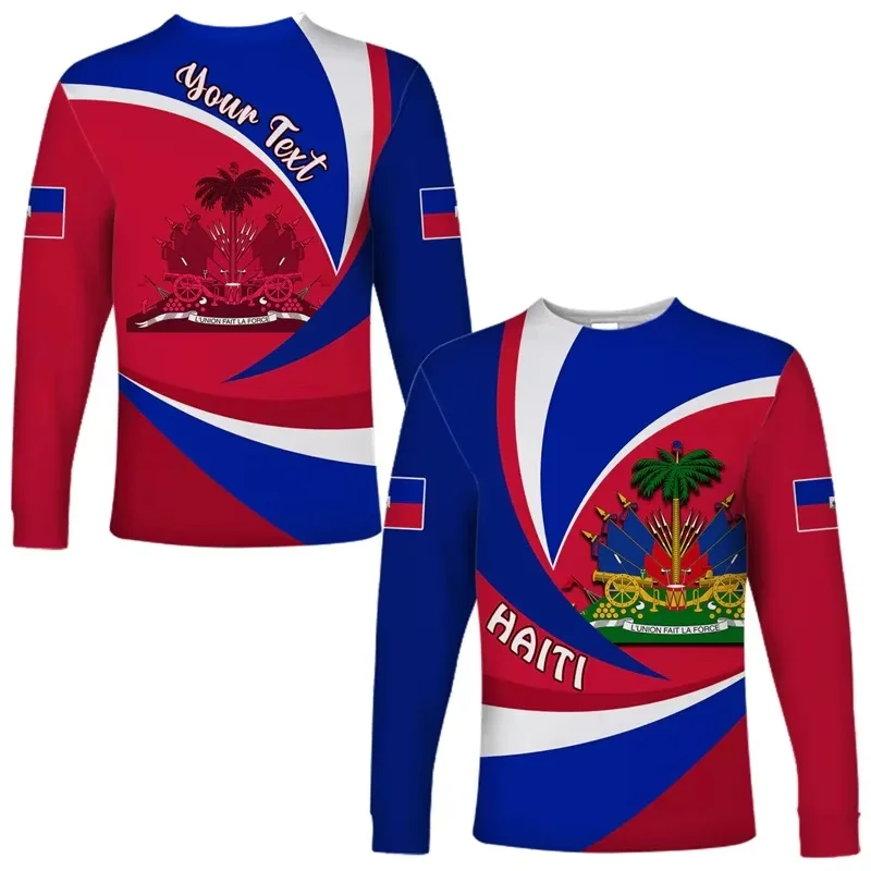 Haiti Flag 3D Long Sleeve Shirt - Slika 5