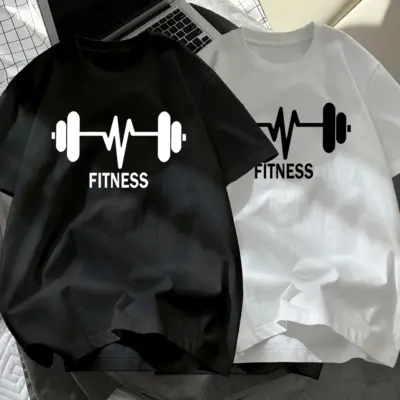 Fitnes majica muška crno bela štampa na šipci