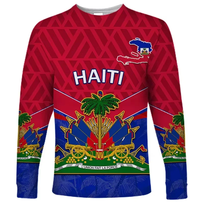Haiti Flag 3D Long Sleeve Shirt - Slika 2