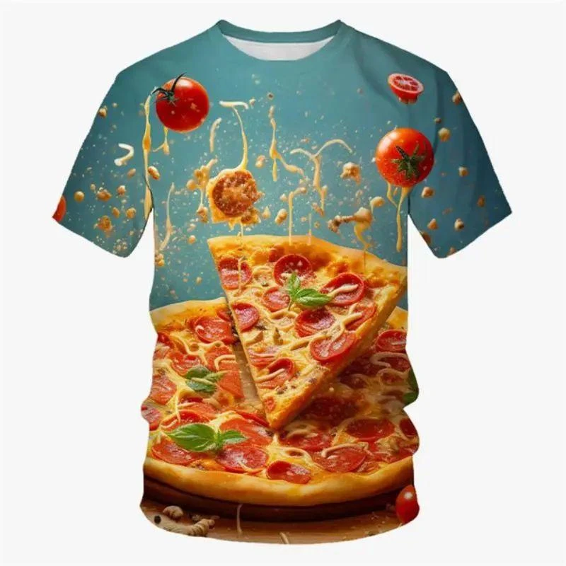 "Smiješne Pizza Majice Ljetnja Modna Kratkih Rukava Muškarci Žene 3D Hrana Štampane Majice Ležernog Stila" - Slika 2