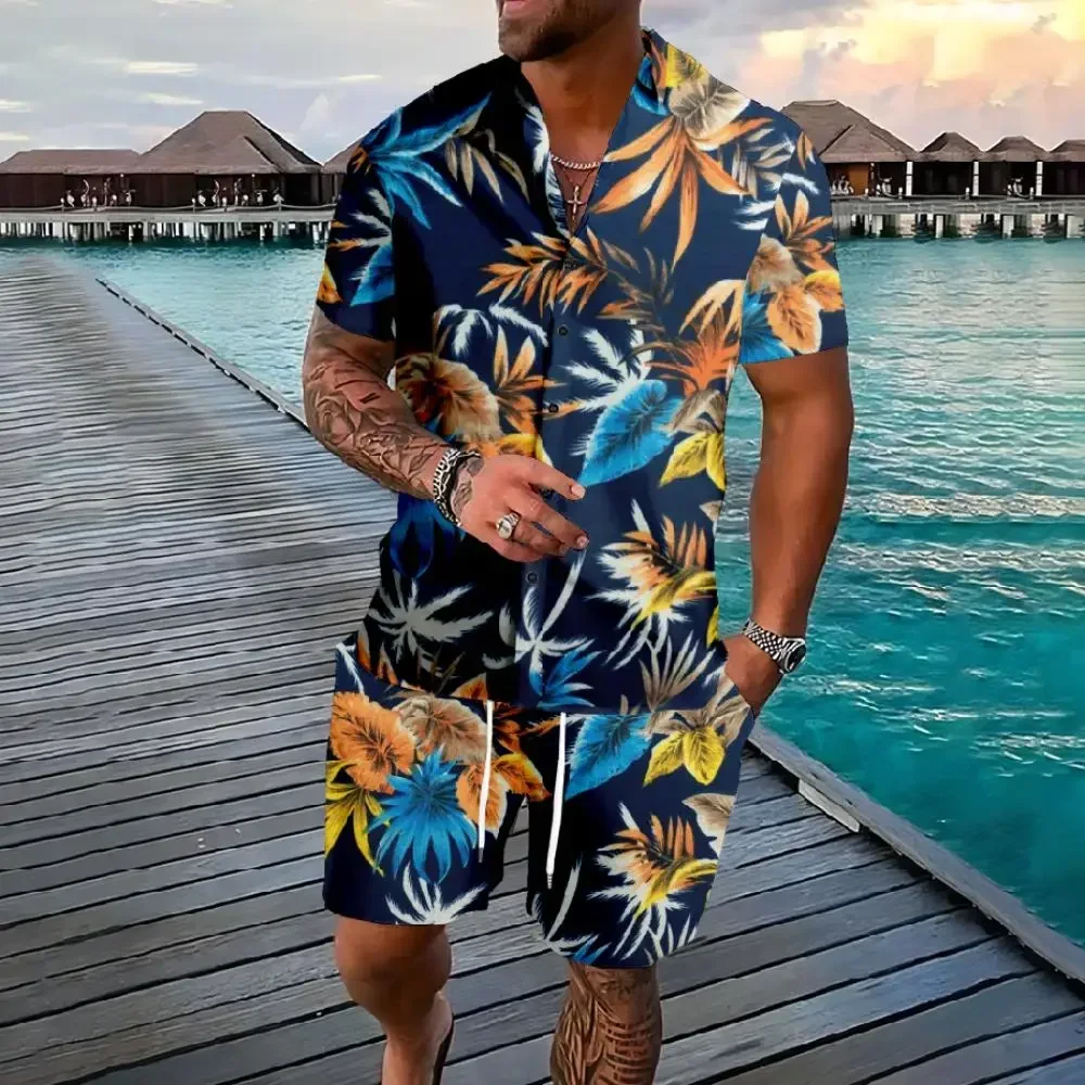 Havajka majica šortsevi palme flamingo 3D print casual letnji odevni set muškarci. - Slika 5