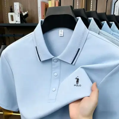 "Muška letnja luksuzna poslovna polo majica sa konjskim vezom"