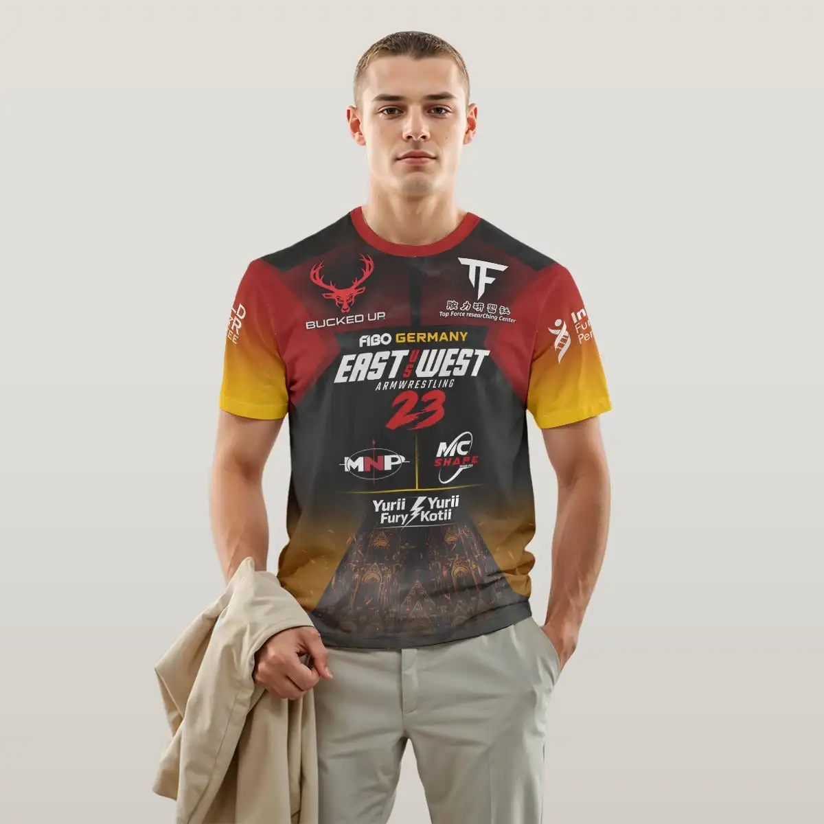 "Armwrestling T-Shirt: East vs West" - Slika 2