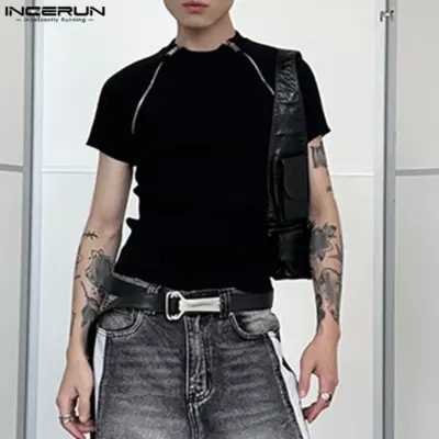 Trendy Men's Knitted Zipper T-Shirt
