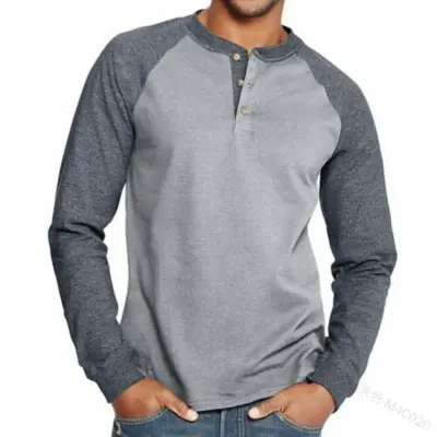 Vintage Black Henley Long Sleeve Shirt