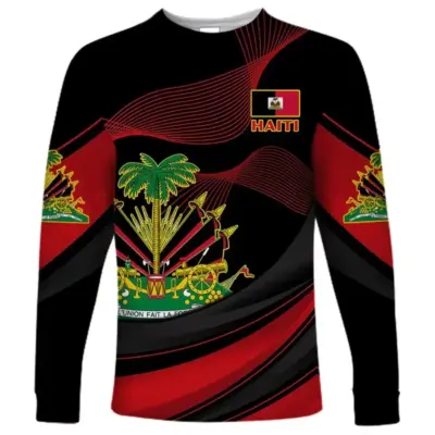 Haiti Flag 3D Long Sleeve Shirt