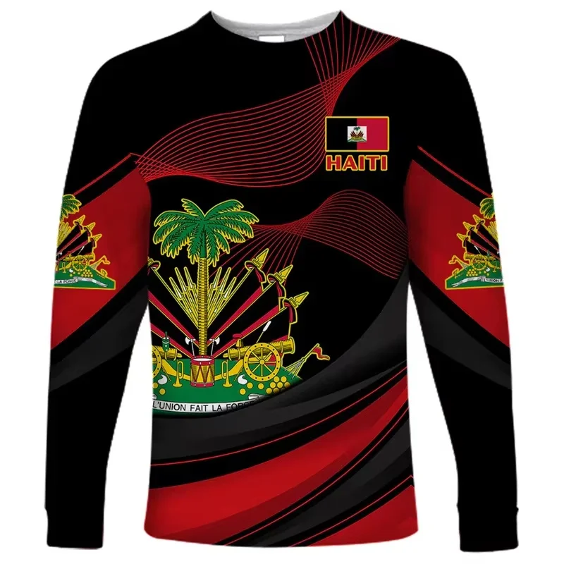 Haiti Flag 3D Long Sleeve Shirt