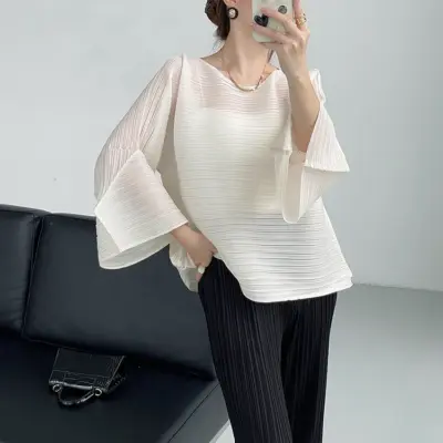 Flare Sleeves T-shirt Solid Color Tops