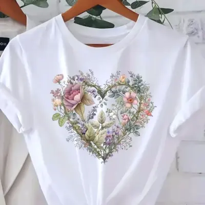 Vibrant Floral Heart Tee