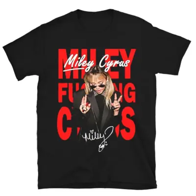Crna pamučna majica sa potpisom Miley Cyrus - Nova kolekcija.