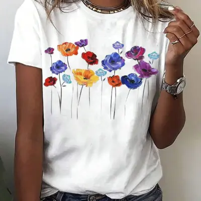 Geometric Floral Print T-Shirt
