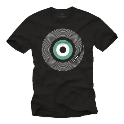 Retro Vinyl Music Print T-Shirt for Men