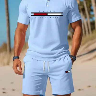 Novi 3D Polo komplet za muškarce - kratki rukav i šorts u trendu.