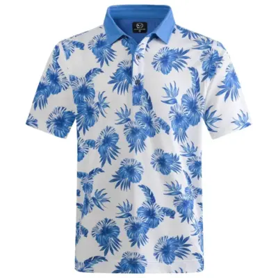 Letnja Hawaiian Polo Majica za Muškarca sa 3D Printom Lišća i Cveća